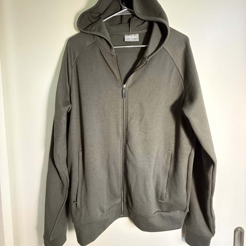 32 Heat Mens long sleeve Shirt with hoody full zip size Small